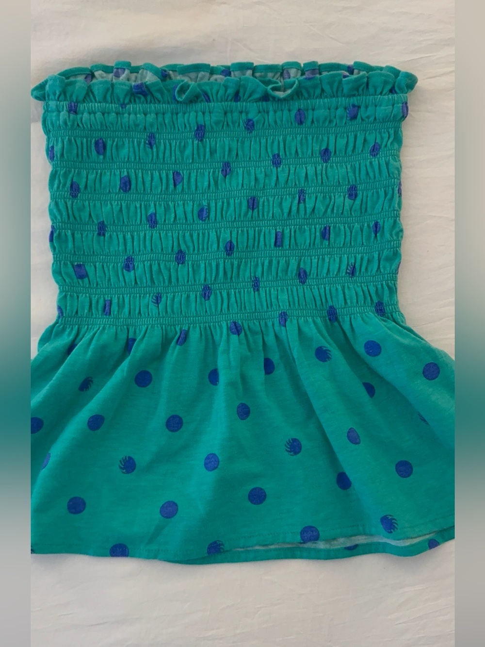 Lilly Pulitzer Green Smocked Strapless Top Polka Dot XXS